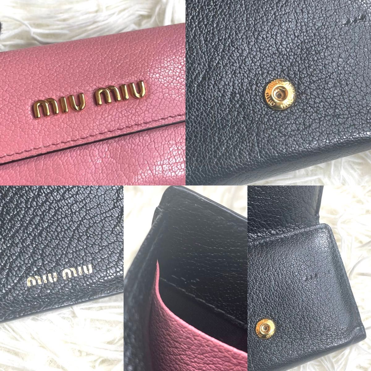 極希少品 入手困難 / miu miu ミュウミュウ マドラスバイカラーミニウォレット 三つ折り財布 バイカラー ピンク ブラック