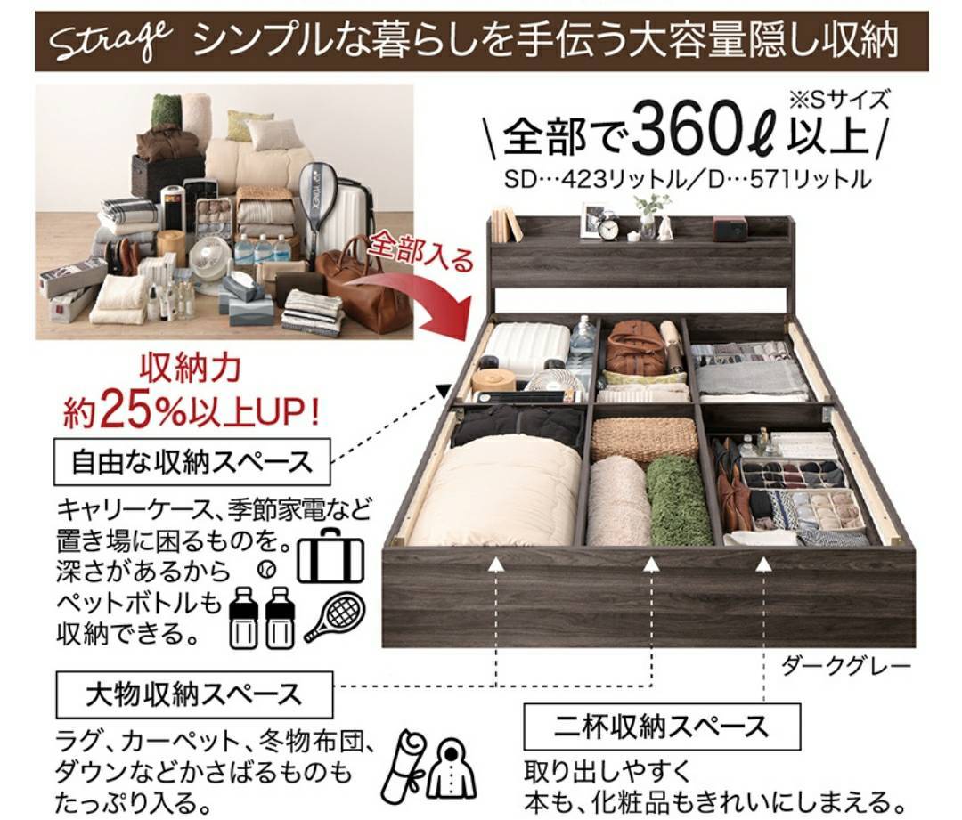 [ outlet ] Zone with mattress double *New design 2 cup storage outlet attaching bed *sinamon gray ju*1-14