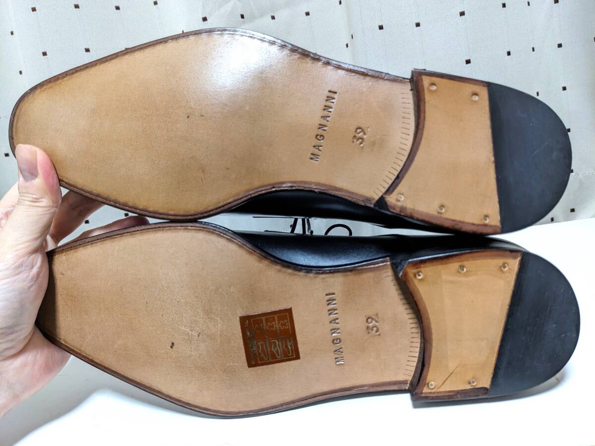 未使用品 MAGNANNI マグナーニ レザー ドレス シューズ ビジネスシューズ 靴 39 ブラック_画像6