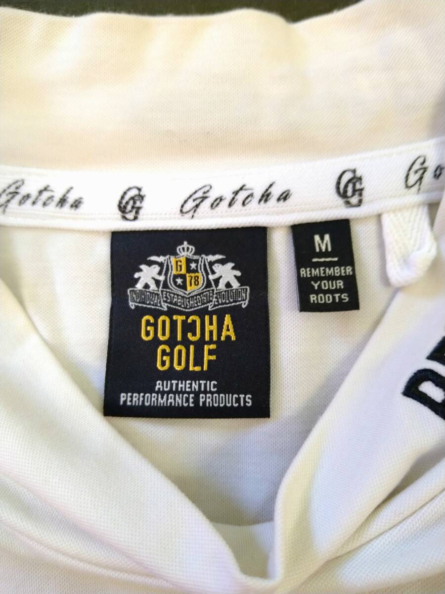GOTCHA GOLF ガッチャゴルフ 半袖シャツ アイボリー・ブラック サイズM 汚れあり メンズ 01_画像3