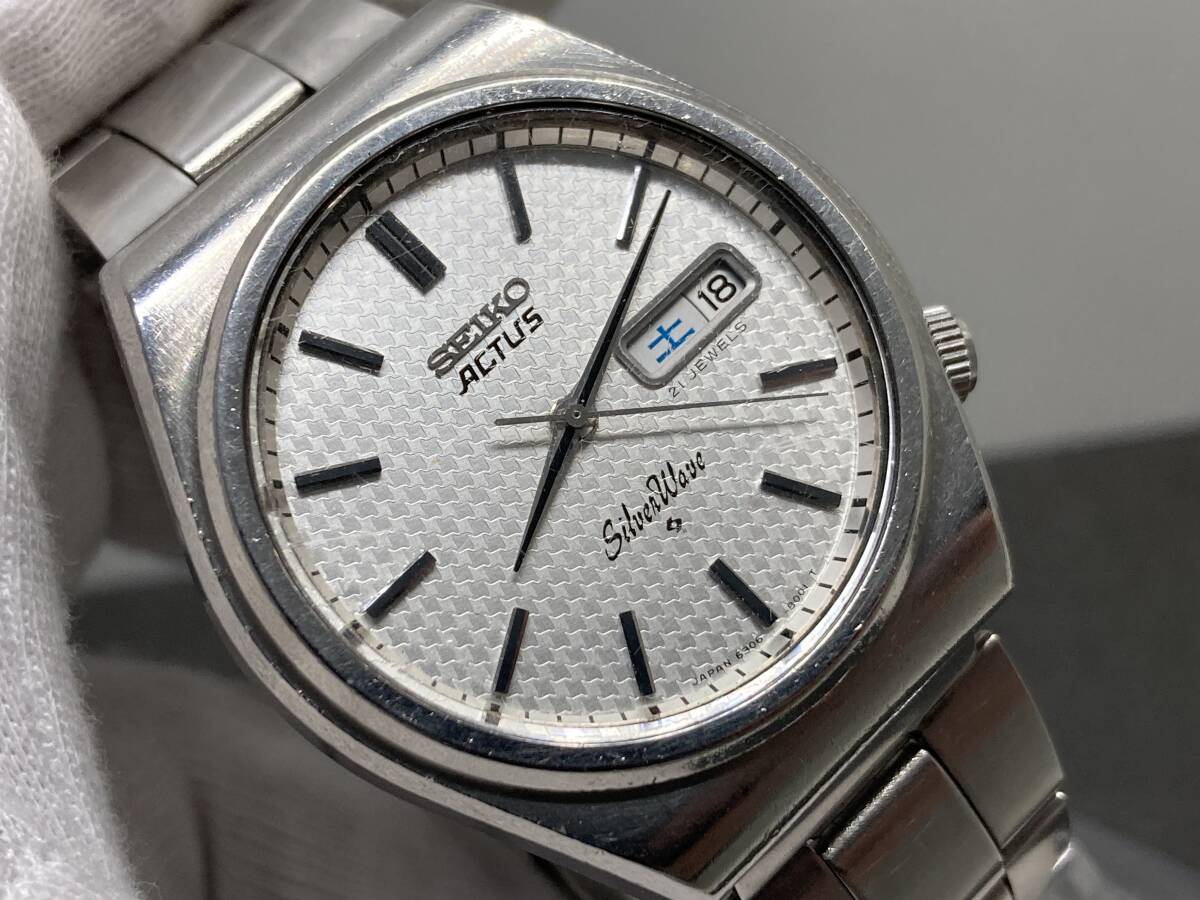 １円～稼働品・SEIKO AUTOMATIC ACTUS SilverWave /セイコー アクタス シルバーウェーブ 6306-8010 自動巻き メンズ腕時計 【YB-8010】の画像3