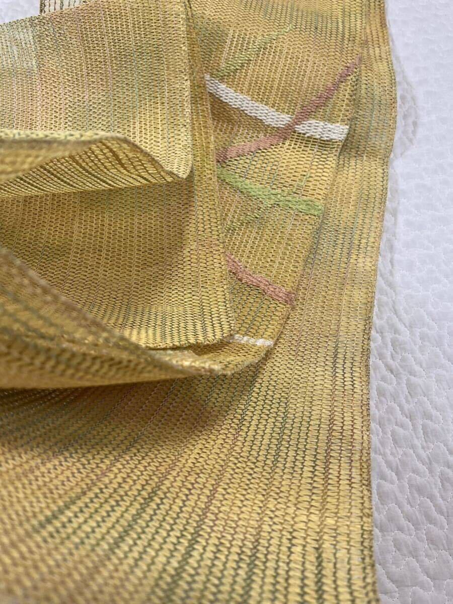 夏帯 透 黄色系 織物 羅 名古屋帯 きもの 和装 単衣_画像2
