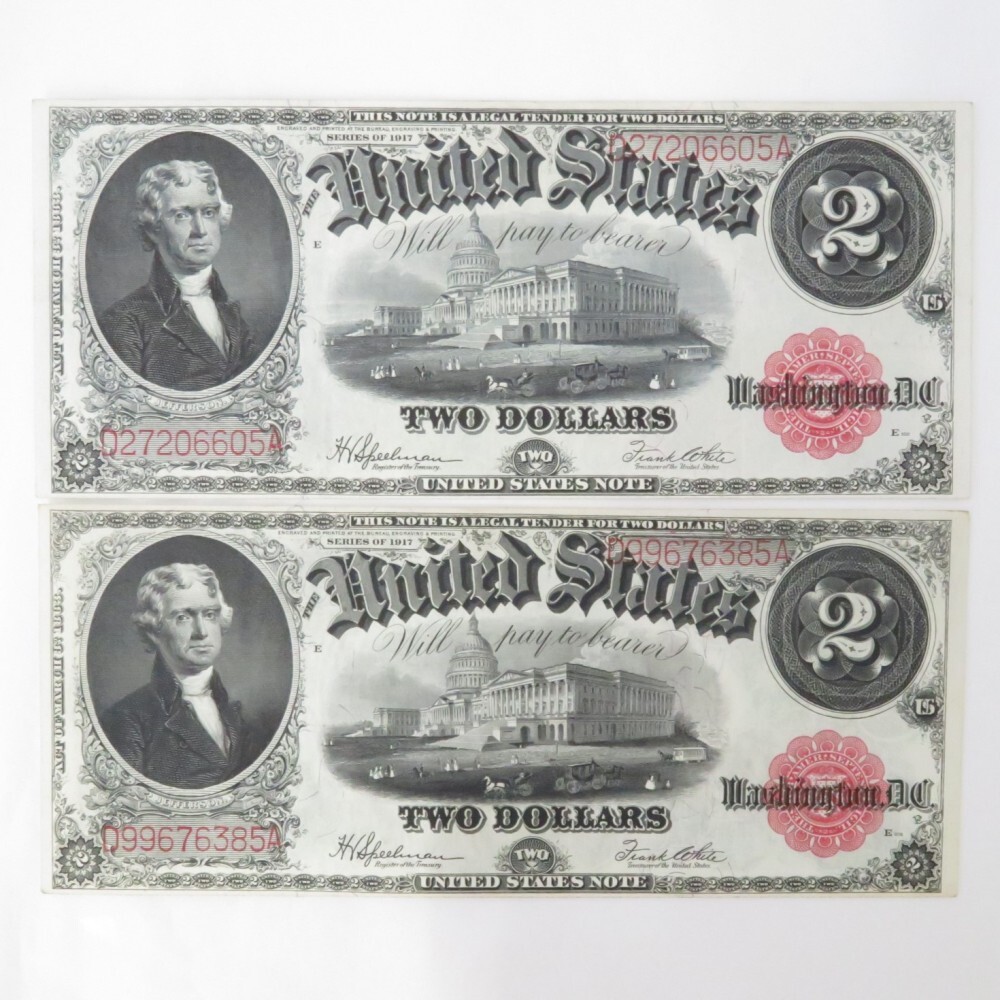 1円〜 アメリカ紙幣 1917年 1ドル/2ドル札 大型紙幣 計4点 yN06-2674505【Y商品】_画像4