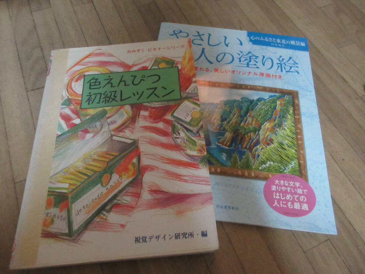 ④本「色えんぴつ　初級レッスン」「大人の塗り絵　東北の風景編」2冊セット_画像1