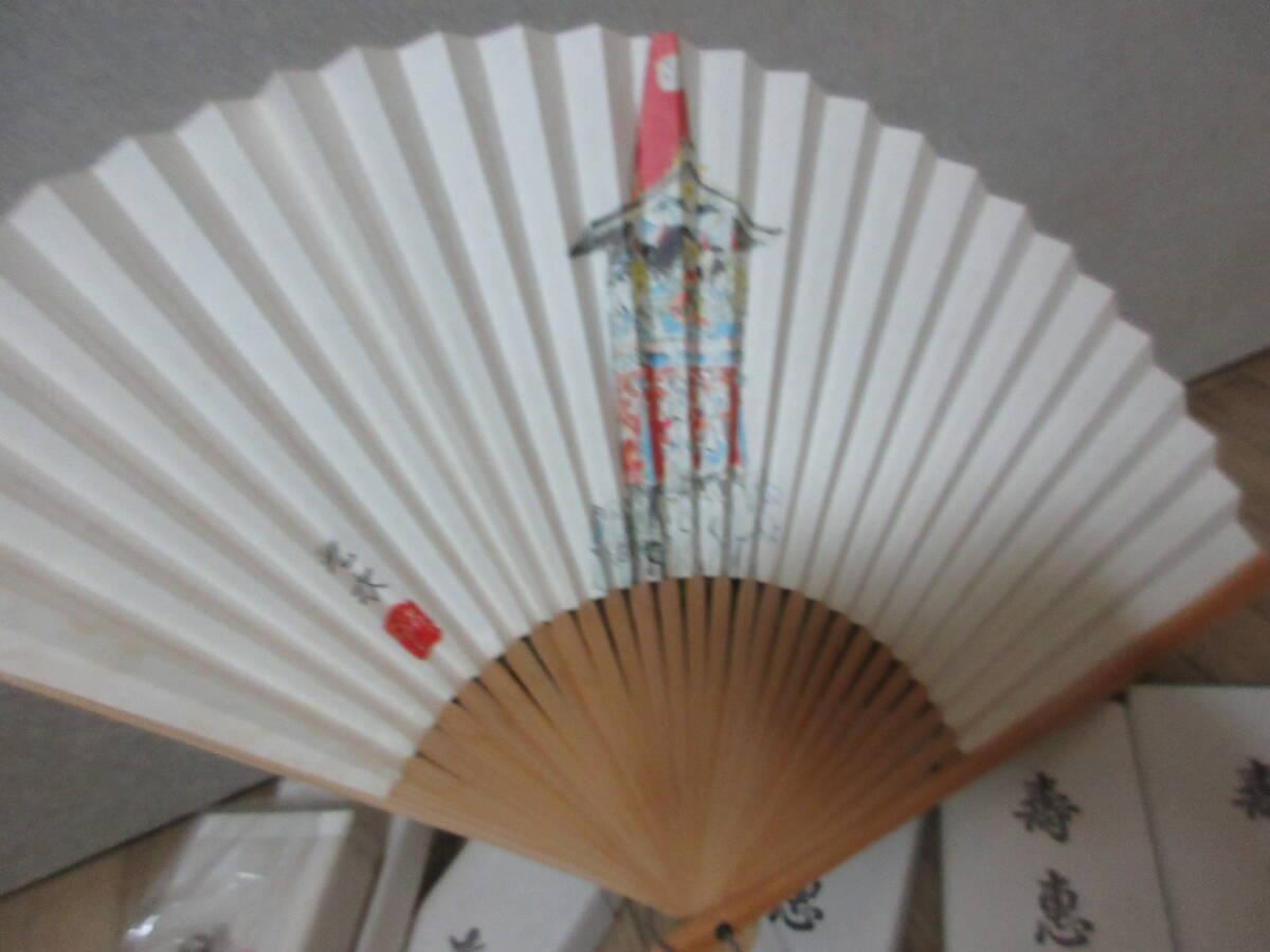 ④.. festival memory fan 6ps.@, large character . mountain sending fire fan 9ps.@ total 15 pcs set abroad. person also!