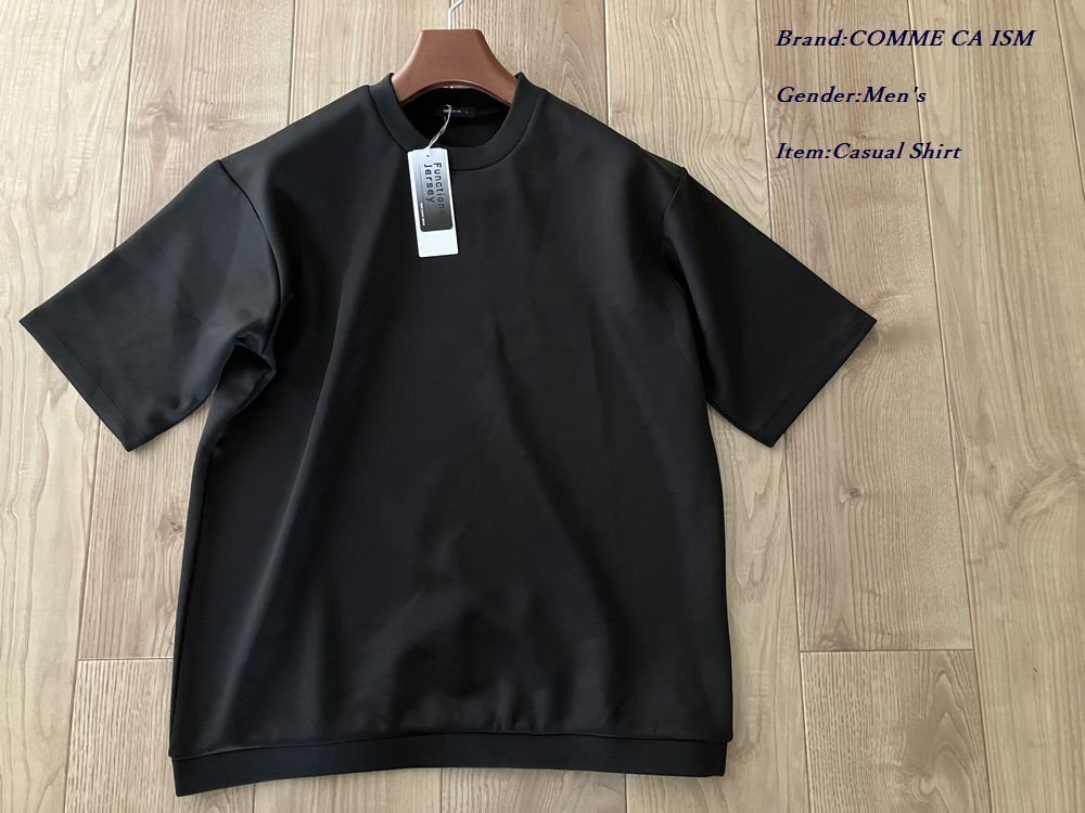 新品 COMME CA ISM コムサイズム ファンクショナルジャージ リブTシャツ 05ブラック Lサイズ 67CE01 定価3,400円の画像1
