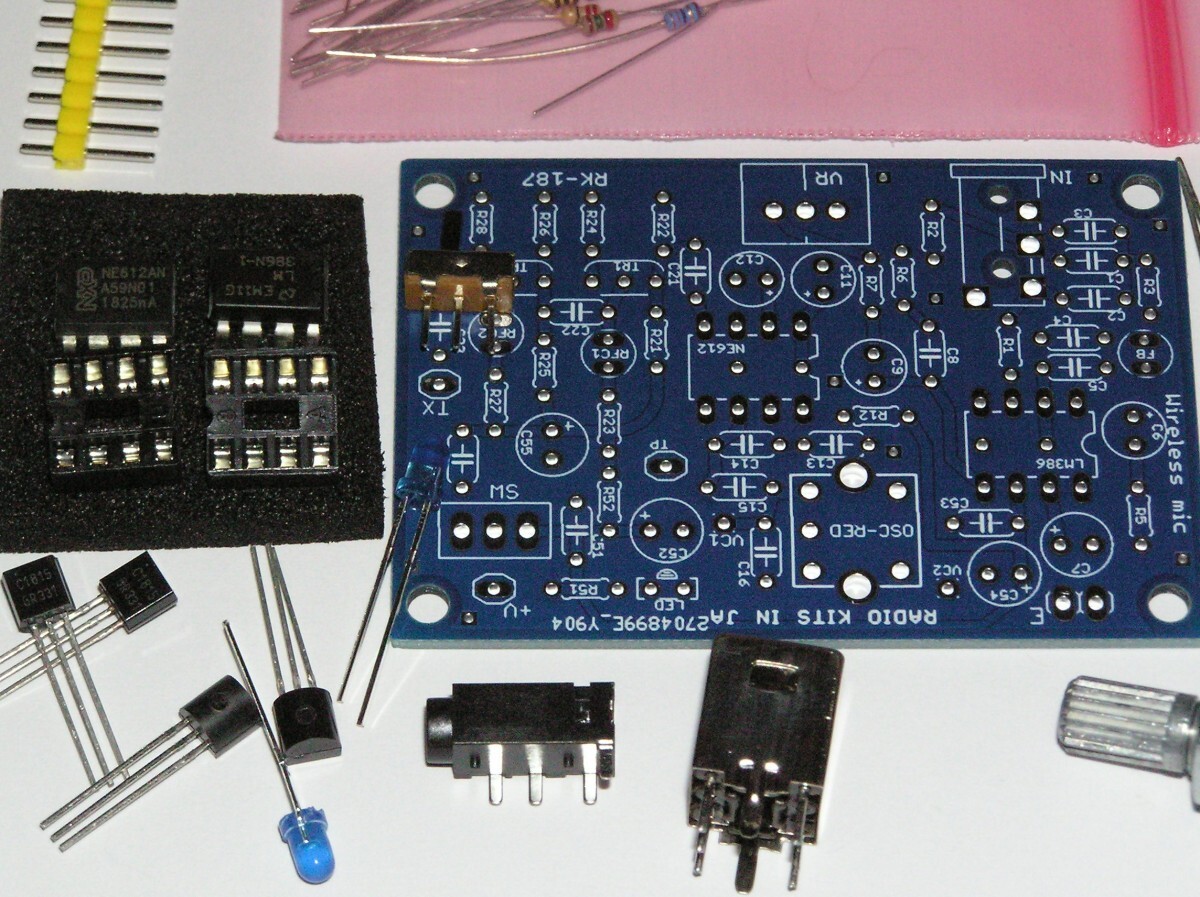 小型サイズの　AMトランスミッター基板キット (NE612式　中波) ：スマホ音源で真空管ラジオに飛ばす　　RK-187kit_基板キットです