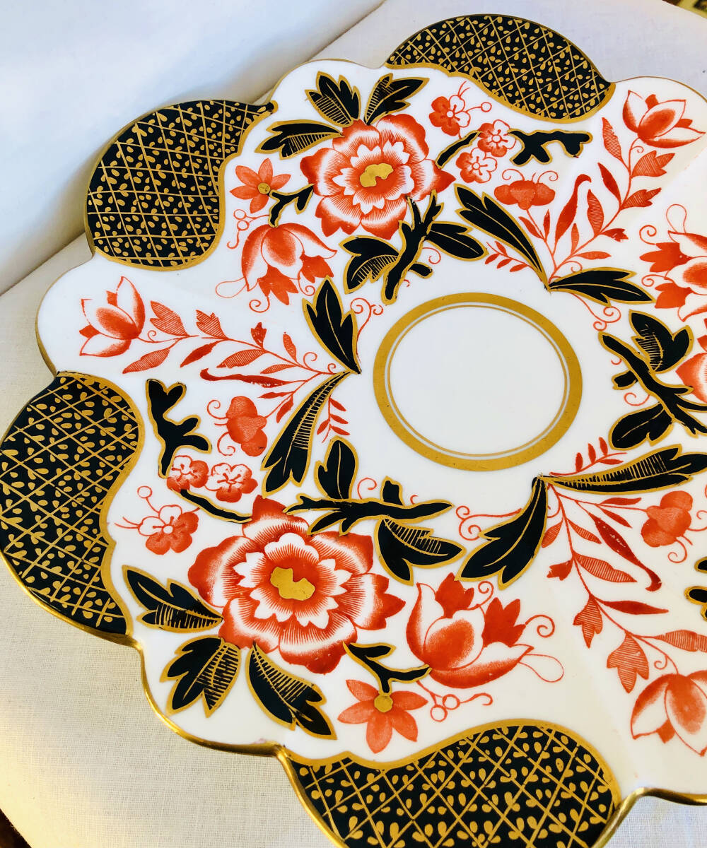 １８８９年        シェリーワイルマンジャパンウエアー豪華なハンドペイント伊万里パターン大きなサンドウイッチ盛り皿の画像7