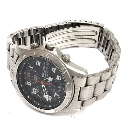 セイコー クロノグラフ デイト クォーツ 腕時計 7T92-0DX0 メンズ ブラック文字盤 未稼働品 ジャンク品 SEIKOの画像5