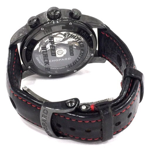 ショパール 腕時計 8992 SPEED BLACK クロノグラフ GMT 1000本限定 裏スケ AT メンズ 純正ベルト 稼働 QR042-312の画像6