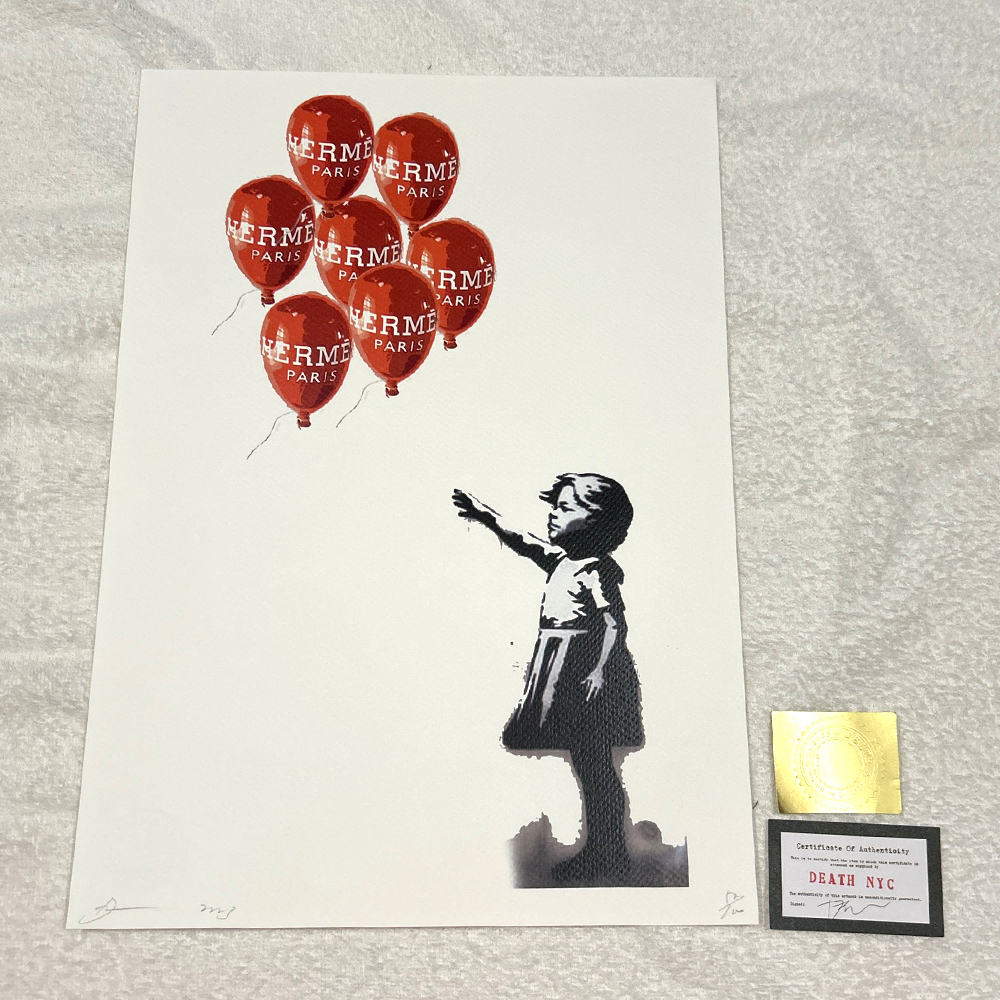 DEATH NYC バンクシー Banksy「風船と少女」エルメス HERMES Dismaland 世界限定100枚 ポップアート アートポスター 現代アート KAWSの画像1