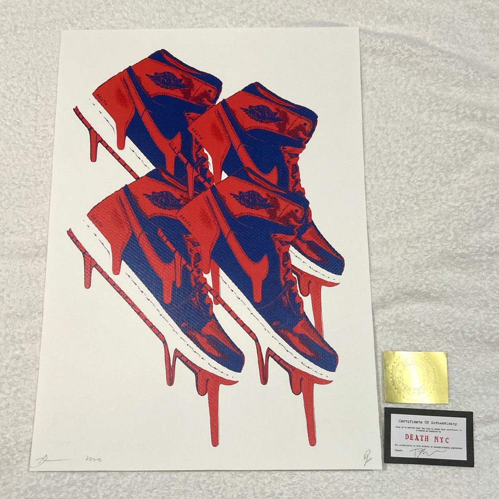 世界限定100枚 DEATH NYC ナイキ NIKE エア・ジョーダン1 SNKRS AIR JORDAN ポップアート アートポスター 現代アート KAWS Banksyの画像1