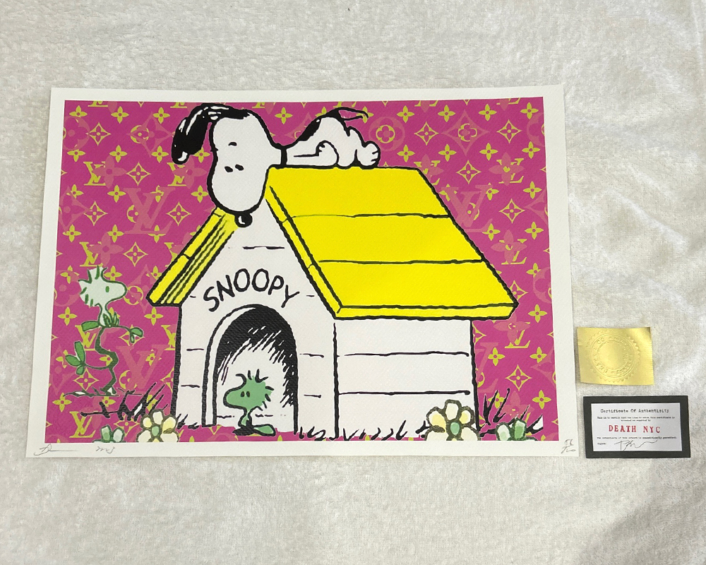 世界限定100枚 DEATH NYC スヌーピー SNOOPY ルイヴィトン LOUISVUITTON ポップアート PEANUTS アートポスター 現代アート KAWS Banksyの画像1