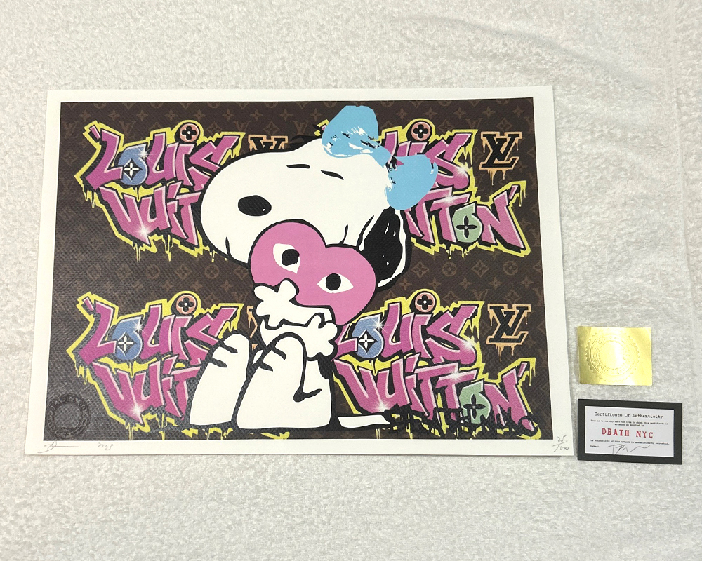 DEATH NYC スヌーピー SNOOPY ルイヴィトン LOUISVUITTON 世界限定100枚 ポップアート PEANUTS アートポスター 現代アート KAWS Banksyの画像1