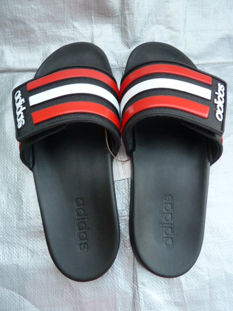 正規品 未使用 箱ナシ タグ付 adidas Men's ADILETTE CF ADJ 25.5cm BLK/RED/WHT_優れたクッション性 ＆ 履き心地