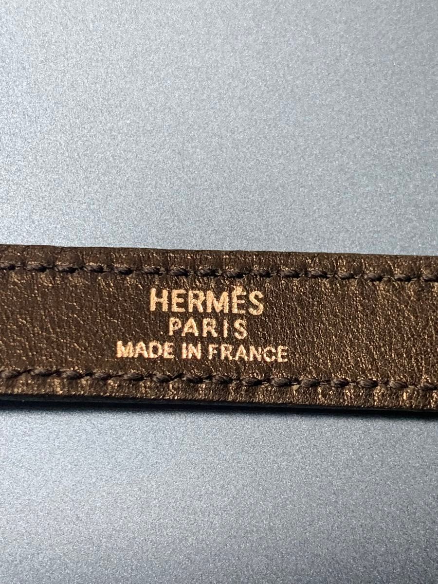 HERMES エルメス ケリードゥブルトゥール チョーカー レザー 濃紺 ダークネイビー シルバー金具 □N刻印