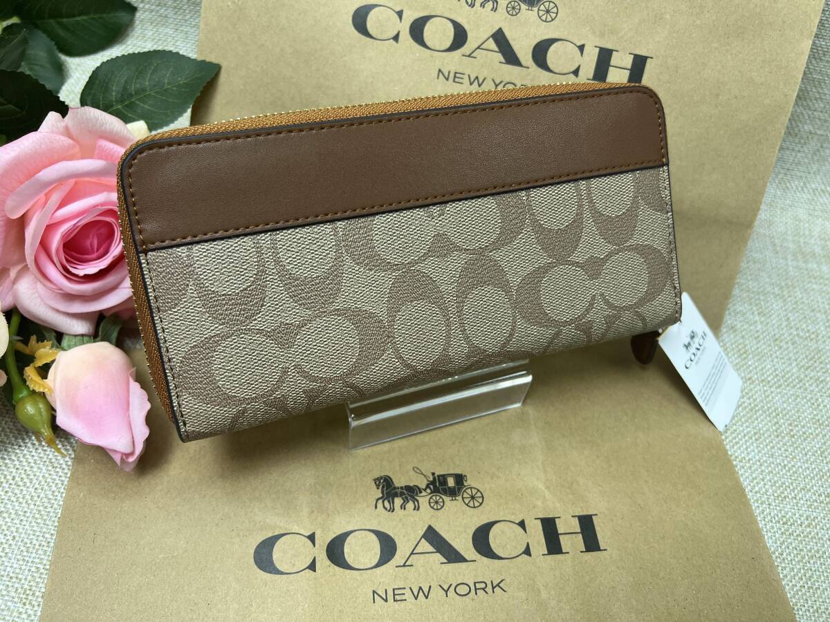 コーチ COACH 長財布 財布 シグネチャー アコーディオン ラウンドファスナー アウトレット プレゼント 贈り物 ギフト新品 F76873 A016_画像3