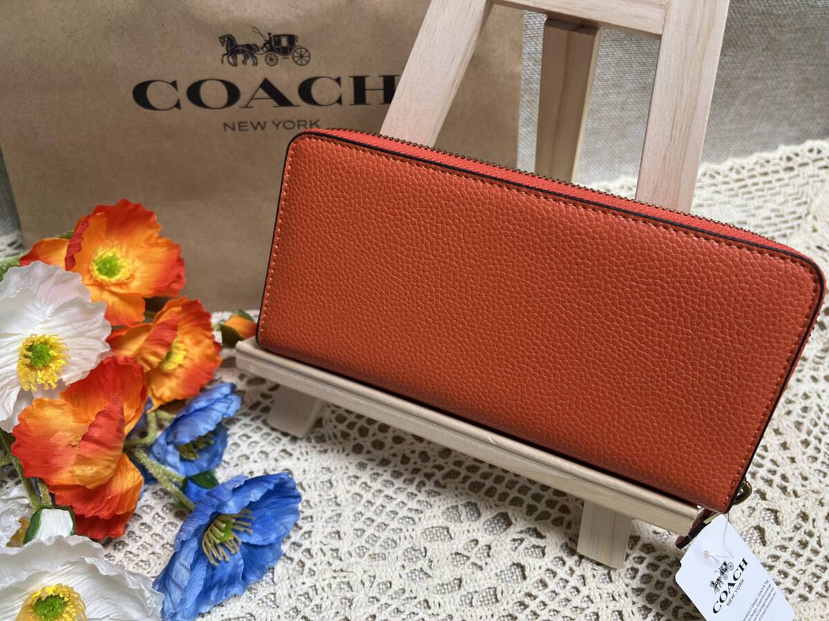 コーチ COACH 長財布 財布 ペブルド レザー ロゴ アコーディオン ジップ ウォレット ラウンドファスナー プレゼント 新品 CC489 A093 