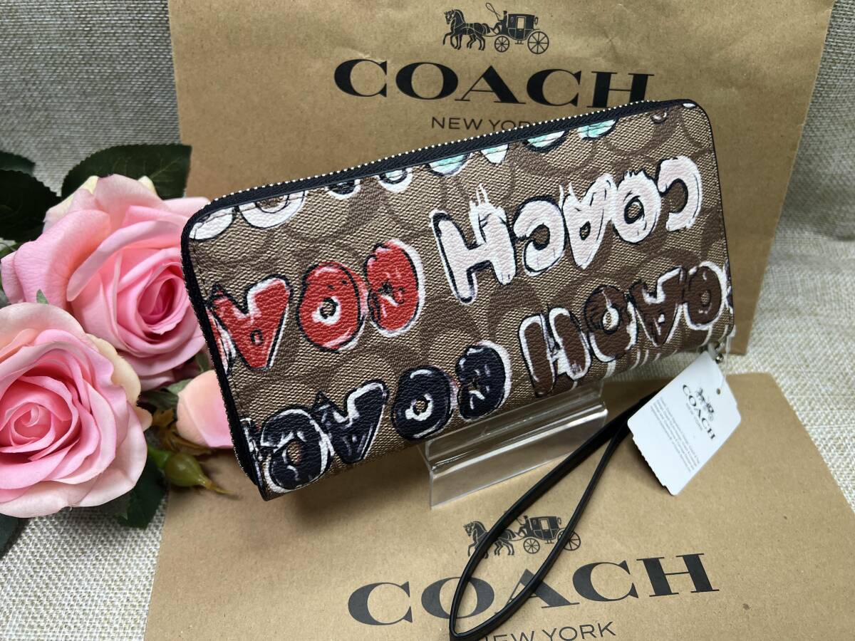 コーチ COACH 長財布 財布 シグネチャー ミント サーフ COACH X MINT+ SERF コラボ 長財布 ロングジップアラウンド キャンバス CM837 A331 _画像3