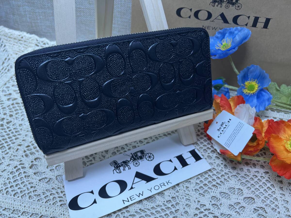 コーチ COACH 長財布 財布 シグネチャー デボスド アコーディオン ジップ アラウンド プレゼント ギフト 贈り物 メンズ 財布 新品 211_画像3