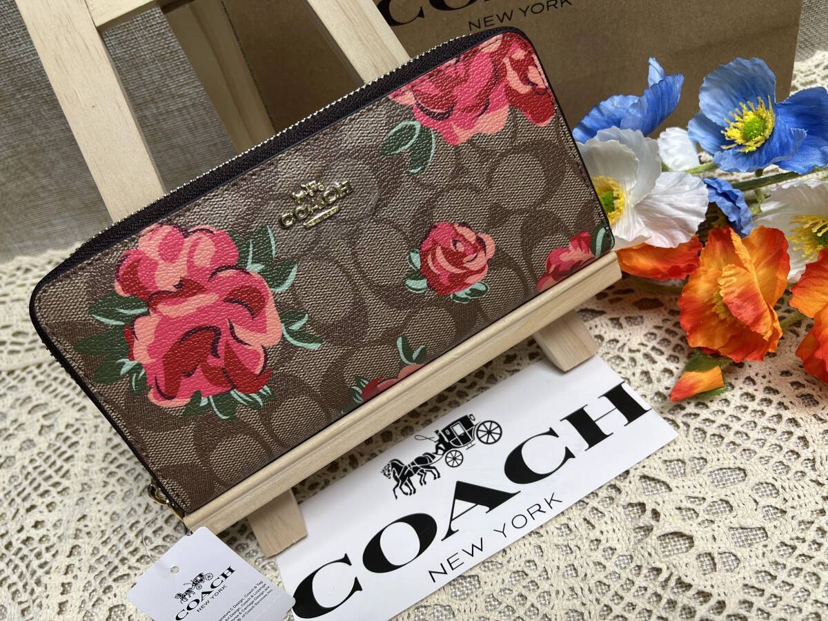 コーチ COACH 長財布 財布 シグネチャー フローラル プリント アコーディオン ジップアラウンド プレゼント 財布 レディース 184 F39189の画像2