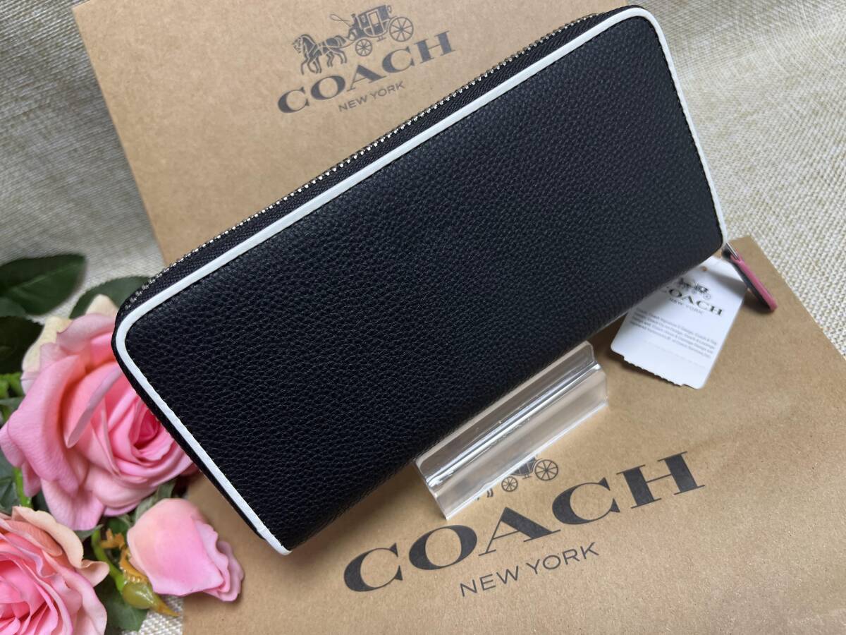 コーチ COACH 長財布 財布 ロング ウォレット ラウンドファスナー バイカラー 黒 白 プレゼント 財布 レディース F12585 A167