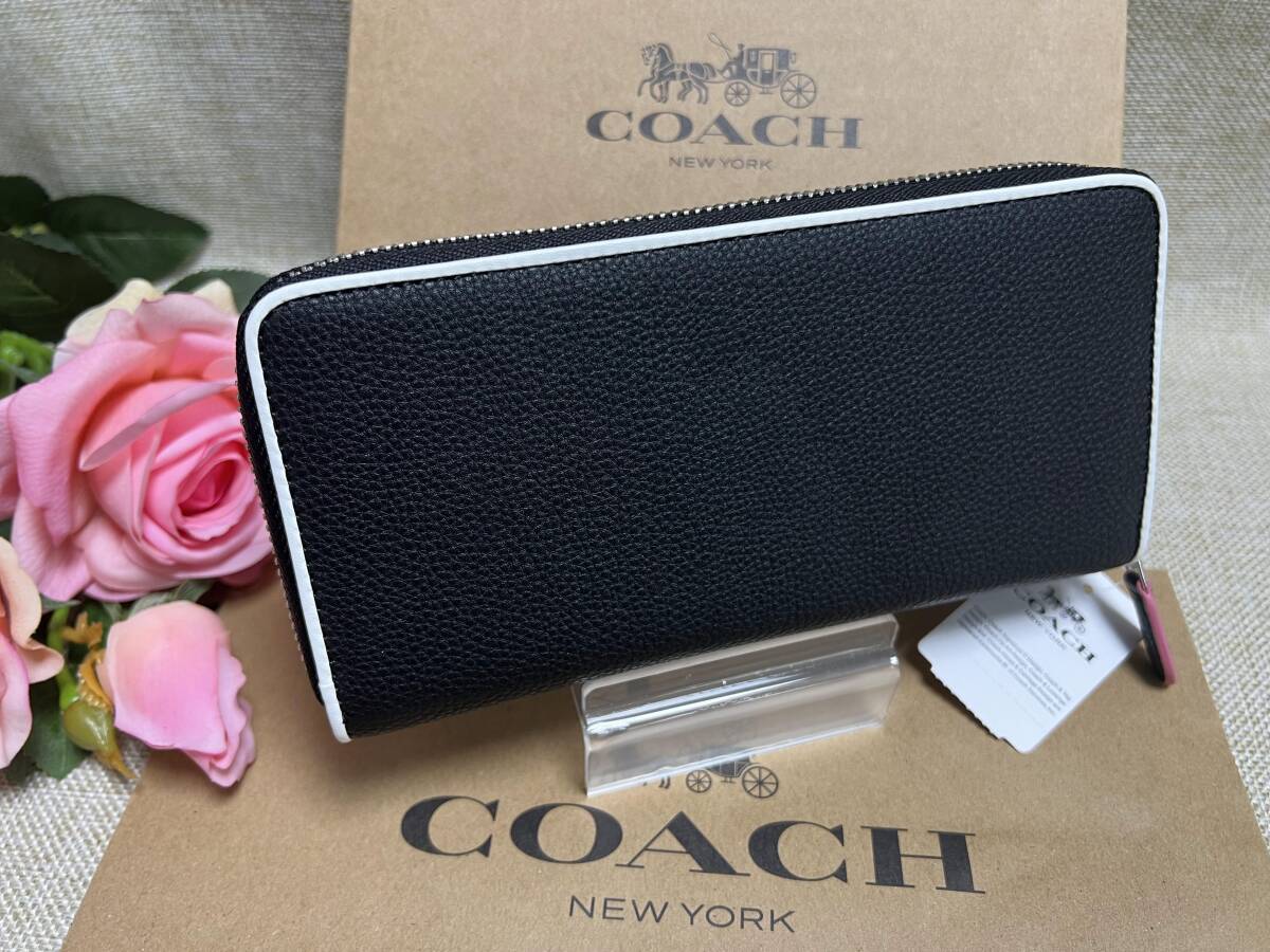 コーチ COACH 長財布 財布 ロング ウォレット ラウンドファスナー バイカラー 黒 白 プレゼント 財布 レディース F12585 A167