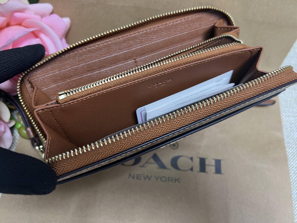 コーチCOACH 長財布 財布 シグネチャー ラウンドファスナー ラグジュアリー アコーディオン ジップ ウォレット プレゼント 新品F76971 A200の画像10