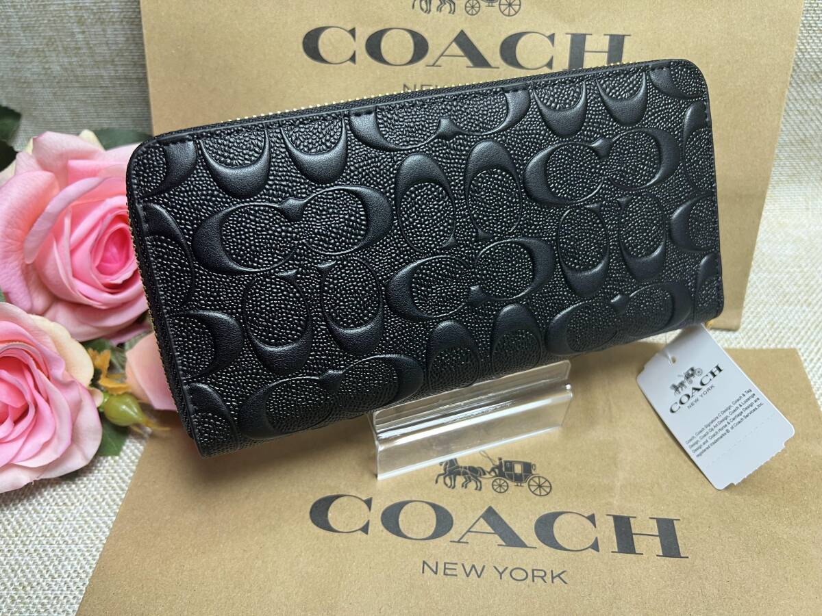 コーチ COACH 長財布 財布 シグネチャー メンズ レディース 財布 アウトレット ブラック 新品 プレゼント 贈り物 ギフト F53834 A106の画像3