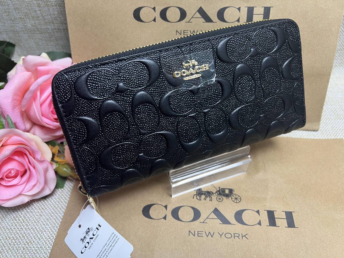 コーチ COACH 長財布 財布 シグネチャー メンズ レディース 財布 アウトレット ブラック 新品 プレゼント 贈り物 ギフト F53834 A106_画像1