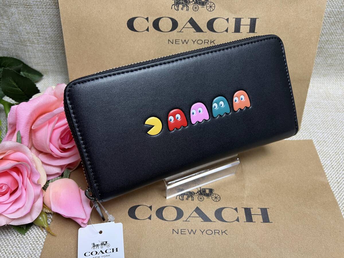 コーチ COACH 長財布 財布 パックマンコラボ黒 フューシャ レザー コーチ ×パックマン コラボ レザー プレゼント 贈り物 F55736 A149 _画像2