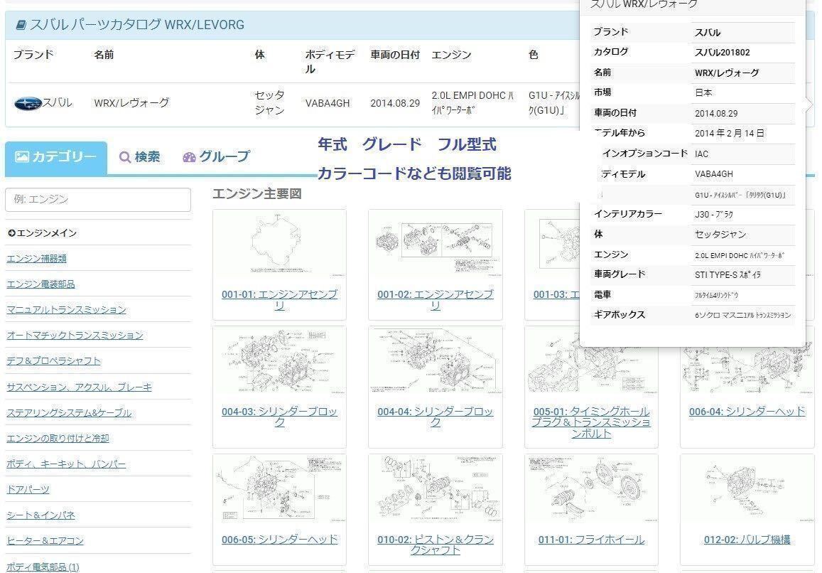 スバル電子パーツカタログWEB版2018年版 逆輸入車検索可能 ※インストール不要 特典あり(インストール版もプレゼント可能)マニュアル付きの画像2