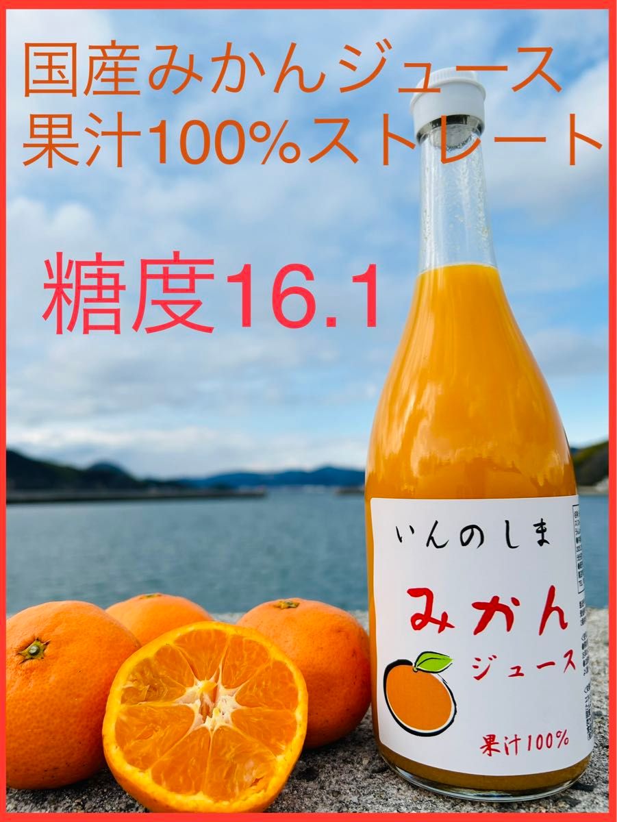 【瀬戸内みかんジュース】720ml×2本　果汁100% ストレート　無添加　