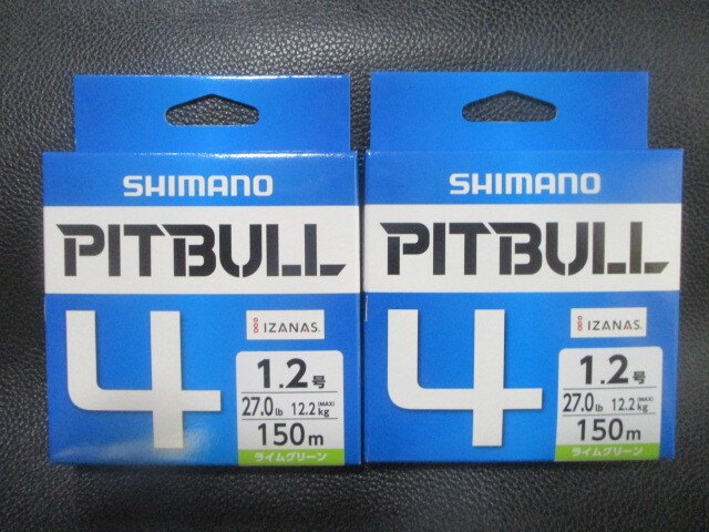 28 シマノ ピットブル4・ライムグリーン 1.2号150ｍ巻き新品の画像1