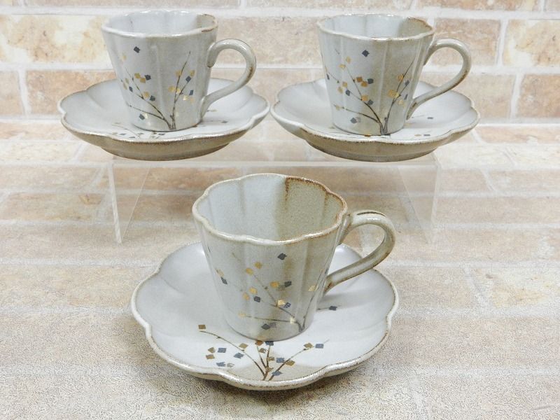 美品!! たち吉 花しきし カップ&ソーサー コーヒーセット 5客セット ◯ 【7592y1】_画像2