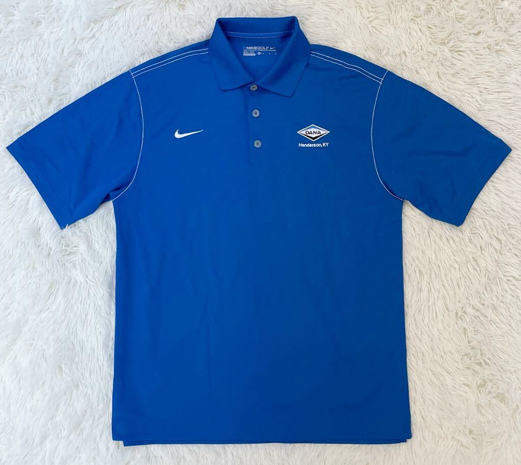 美品　NIKE GOLF　ナイキ ゴルフ　半袖　ゴルフシャツ　ポロシャツ　ブルー　メンズ　Mサイズ　DRI-FIT_画像1