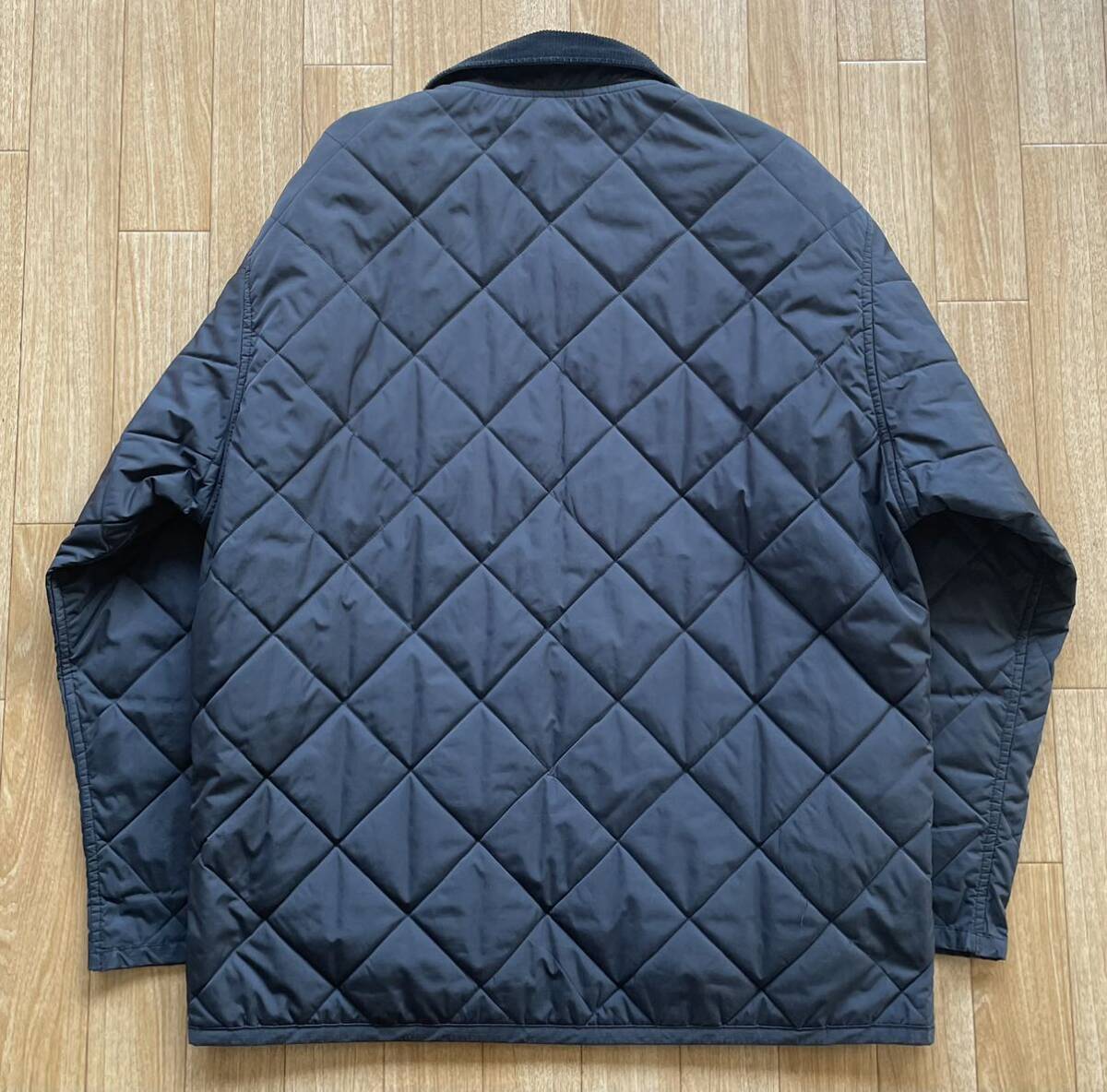 美品 AIGLE エーグル 襟コーデュロイ キルティングジャケット ブルゾン ネイビー メンズ Lサイズ Thinsulate 3M アウトドアの画像2