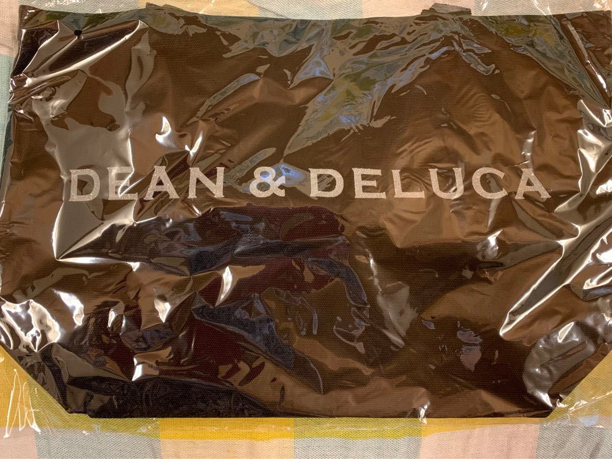 DEAN＆ DELUCA☆ ディーンアンドデルーカ☆ ロゴシルバーラメ入り　内ポケ付　肩かけトートバッグ　Lサイズ　ブラック