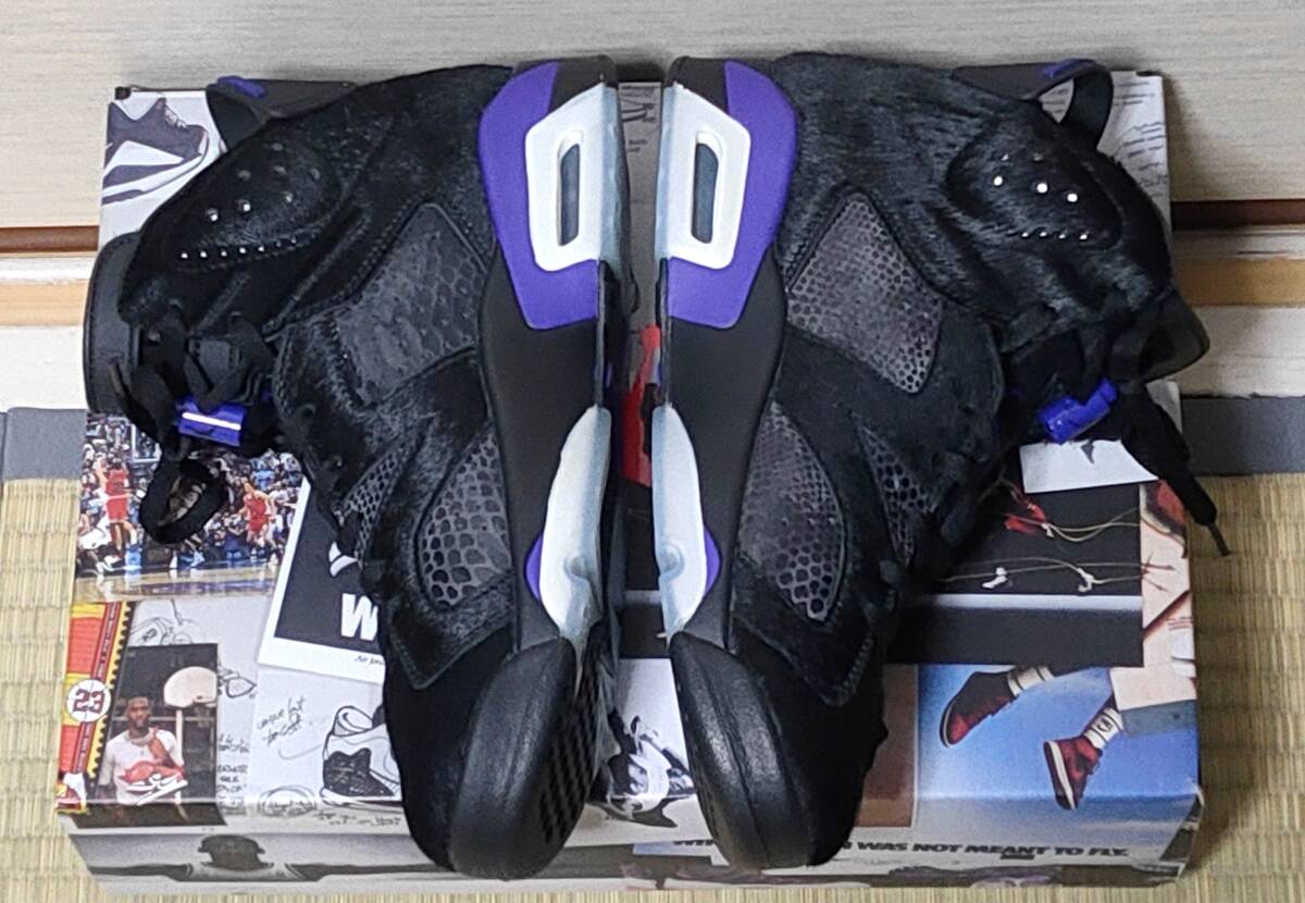 【新品同様】NIKE AIR JORDAN 6 RETRO COW FUR BLACK/DARK CONCORD 26.0cm AR2257-005_画像4