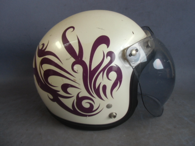 【ジャンク品】 TNK bj-6dxl ヘルメット ジェットヘルメット シールド オートバイ 54-56cm レディース_画像3
