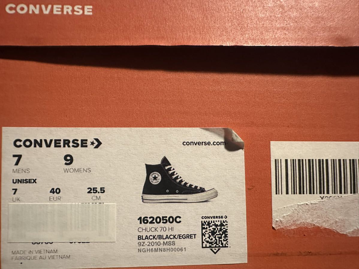 コンバース chuck Taylor チャックテイラー ct70 オールスター CONVERSE 三ツ星 ハイカット HI ALLSTAR ブラック 25.5 黒_画像8