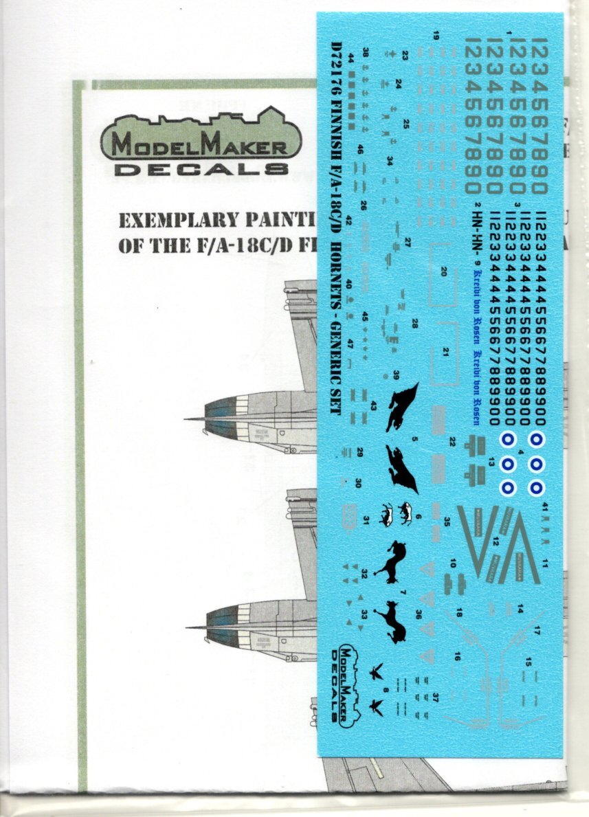 1/72 モデルメーカーデカール Model Maker Decals D72176 Finnish F/A-18C/D Hornets - generic setの画像2