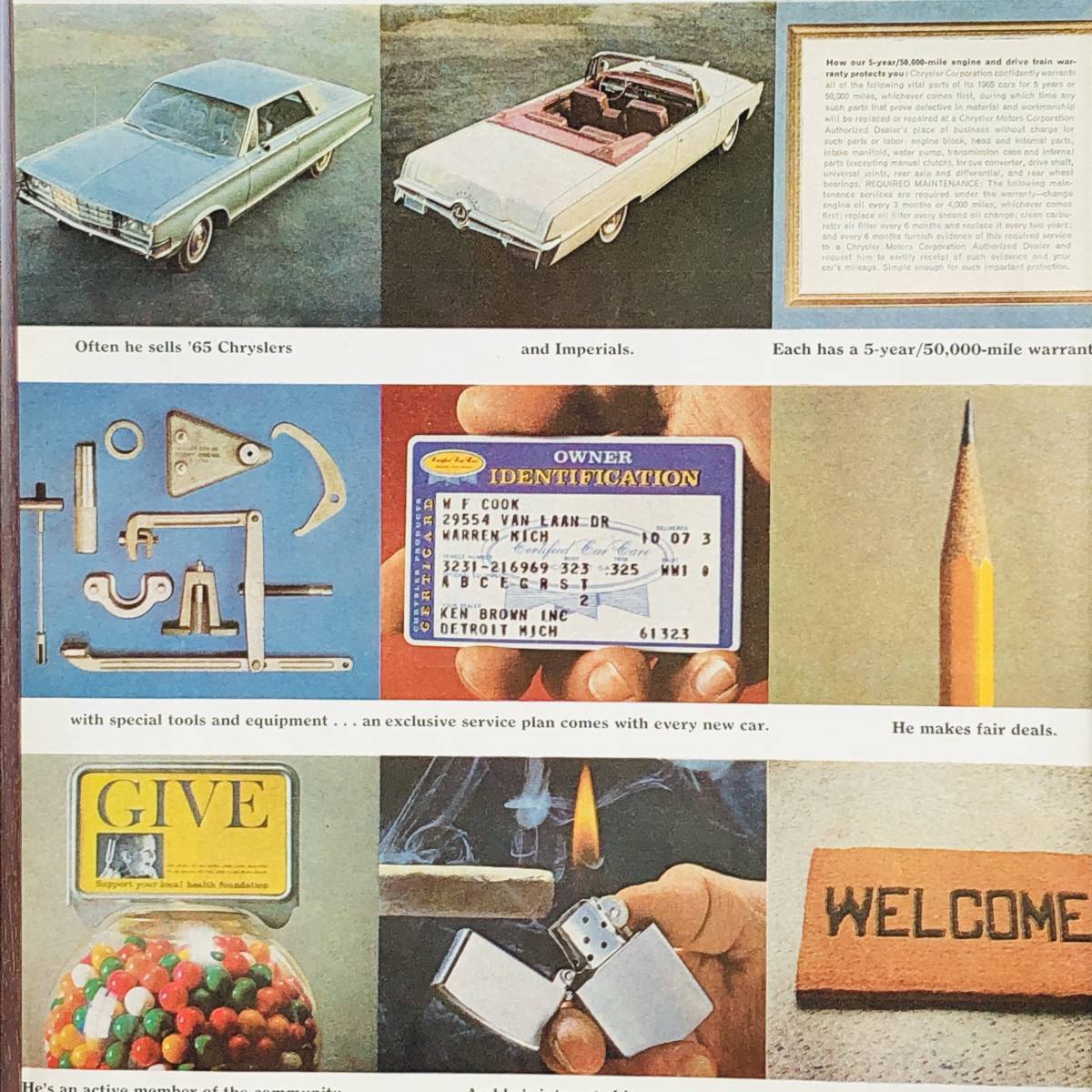 『 クライスラー 』ビンテージ 広告　60年代　フレーム 付 ポスター 当時物 額付 LIFE 雑誌 アンティーク CHRYSLER