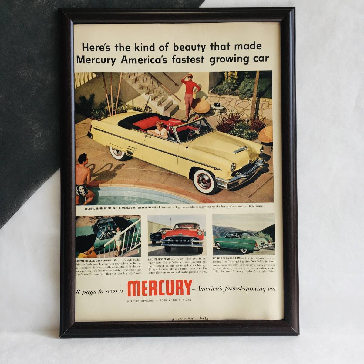 『 マーキュリー 』ビンテージ 広告 ⑨　60年代　フレーム 付 ポスター 当時物 額付 LIFE 雑誌 アンティーク mERCURY