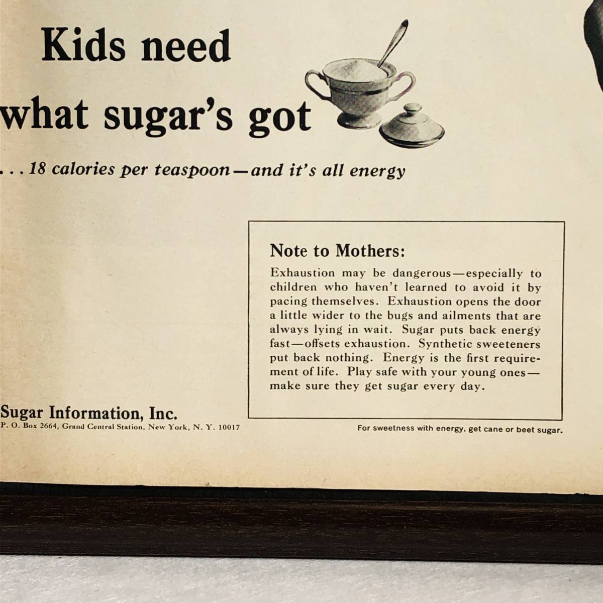 『 SUGER INFORMATION 』ビンテージ 広告　60年代　フレーム 付 ポスター 当時物 額付 LIFE 雑誌 アンティーク