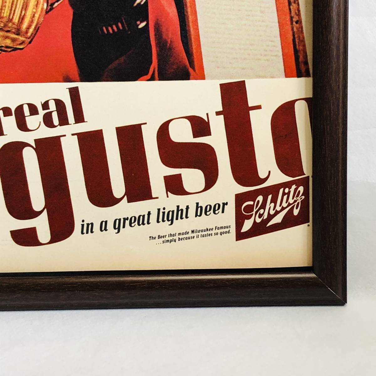 『 GUSTO ビール 』ビンテージ 広告　60年代　フレーム 付 ポスター 当時物 額付 LIFE 雑誌 アンティーク_画像3