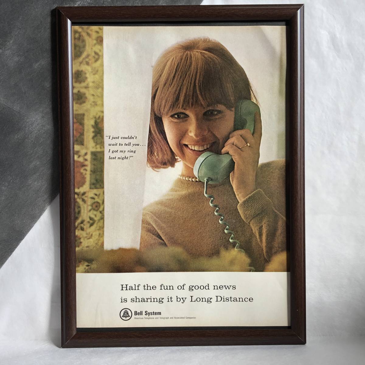 『 ベルシステム 』ビンテージ 広告　60年代　フレーム 付 ポスター 当時物 額付 LIFE 雑誌 アンティーク Bell System_画像1