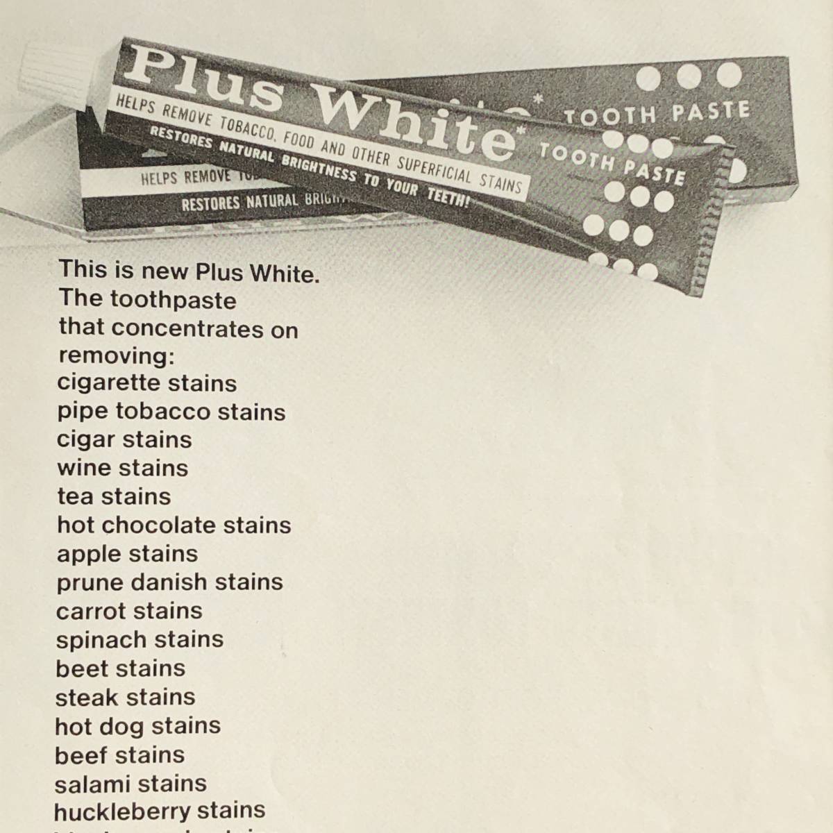 『 プラス ホワイト 』ビンテージ 広告　60年代　フレーム 付 ポスター 当時物 額付 LIFE 雑誌 アンティーク Plus White