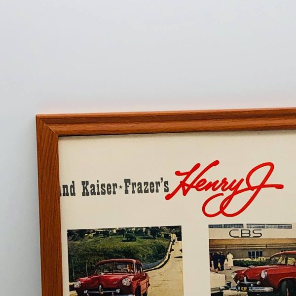 ビンテージ 広告　ポスター フレーム付　当時物　『 ヘンリーJ 』 1950's　 輸入雑貨　 ( AZ1790 )