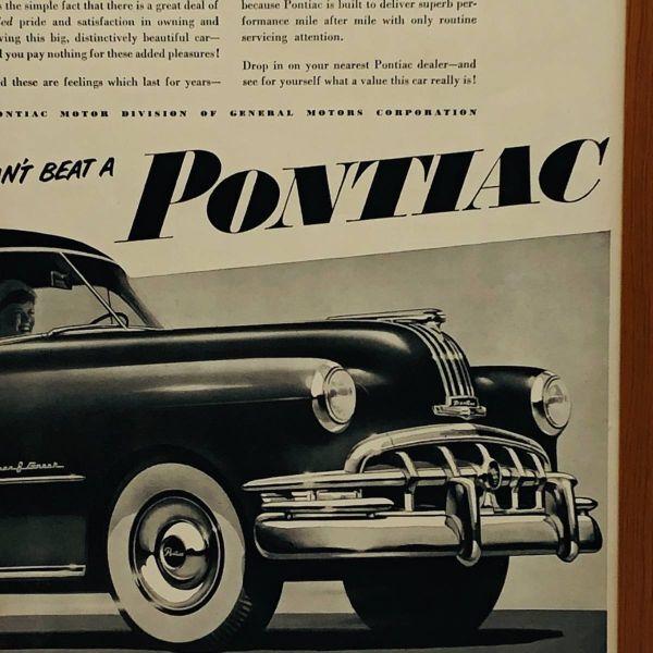 ビンテージ 広告　ポスター フレーム付　当時物　『 ポンティアック 』 1950's　 輸入雑貨　 ( AZ1770 )